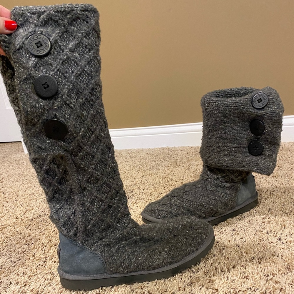 Ugg cardigan sweater boots with buttons